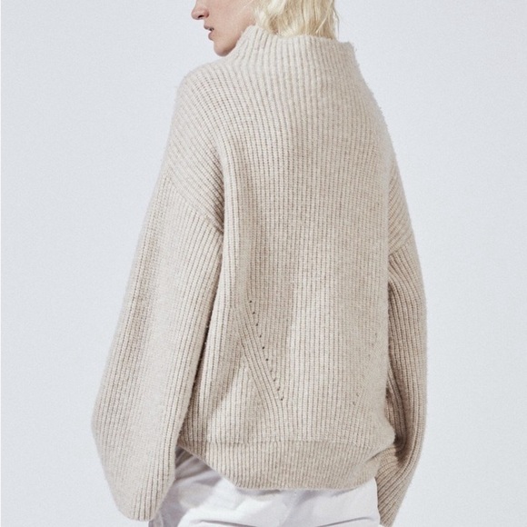 Nili Lotan oatmeal beige Ronnie wool mock neck turtleneck sweater - Small - Picture 9 of 12